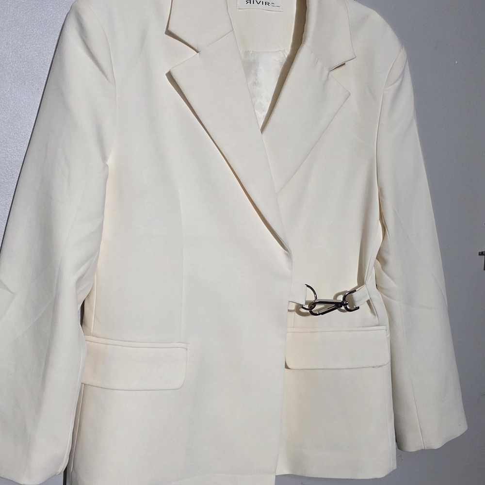 River Island Cream Blazer with Silver Accent
